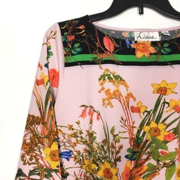 Linea by Louis DELL’OLIO Floral Boatneck blouse 6 Artsy Art to wear Abstract - Picture 4 of 16